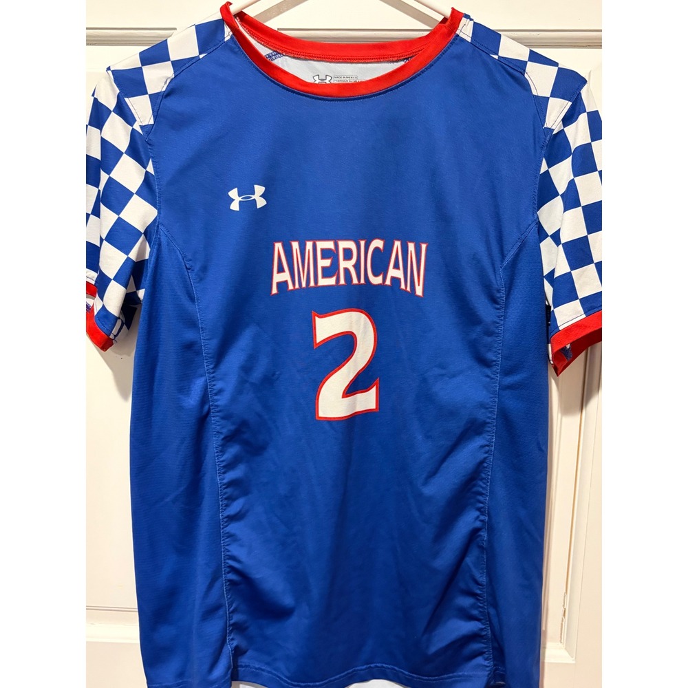 Under Armour American University Eagles Soccer Jersey Blue Checkered Medium #2